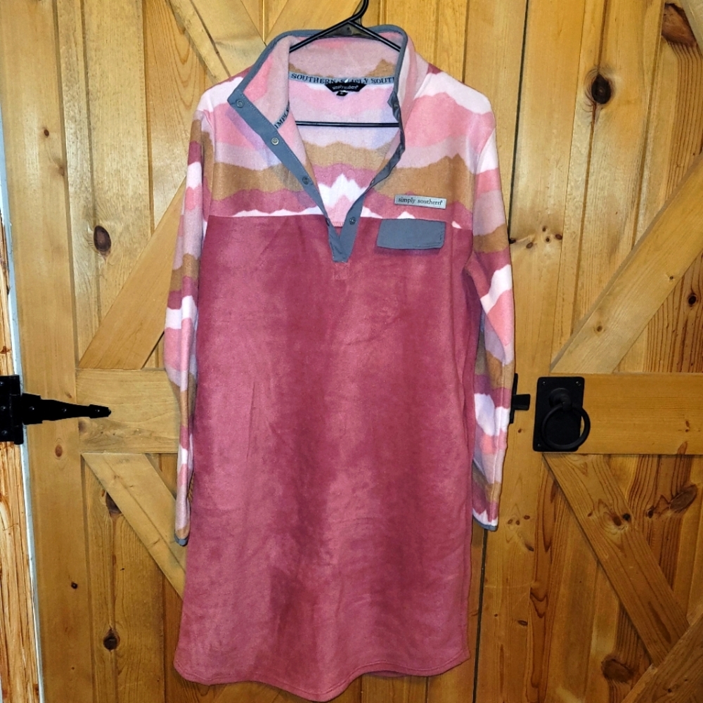 Simply Southern Mountain Fleece Dress Womens Medium